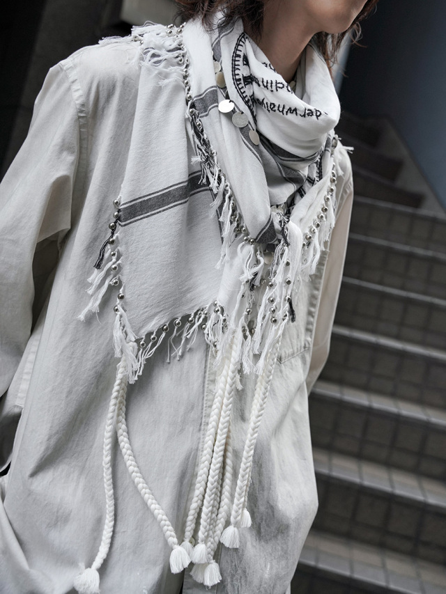 小物 BED j.w. FORD Hand Embroidery Scarf BED J.W. FORD(ベッドフォード)のHand Embroidery Scarf GREENの通販