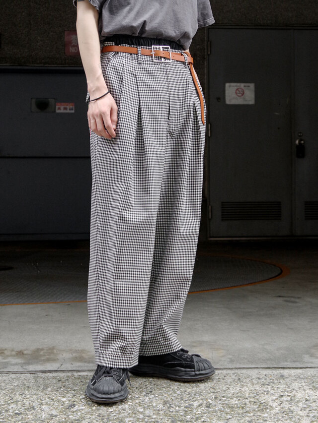 BED J.W. FORD "Double-West Tack-Pants Ver.1" - WHITE×BLACK