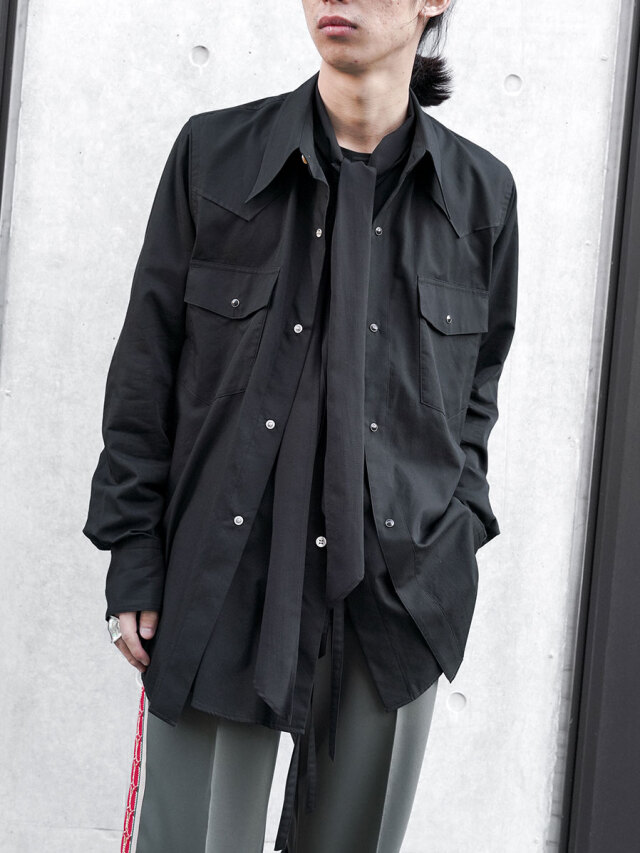 BED J.W. FORD "LAYERED WESTERN SHIRTS" - BLACK