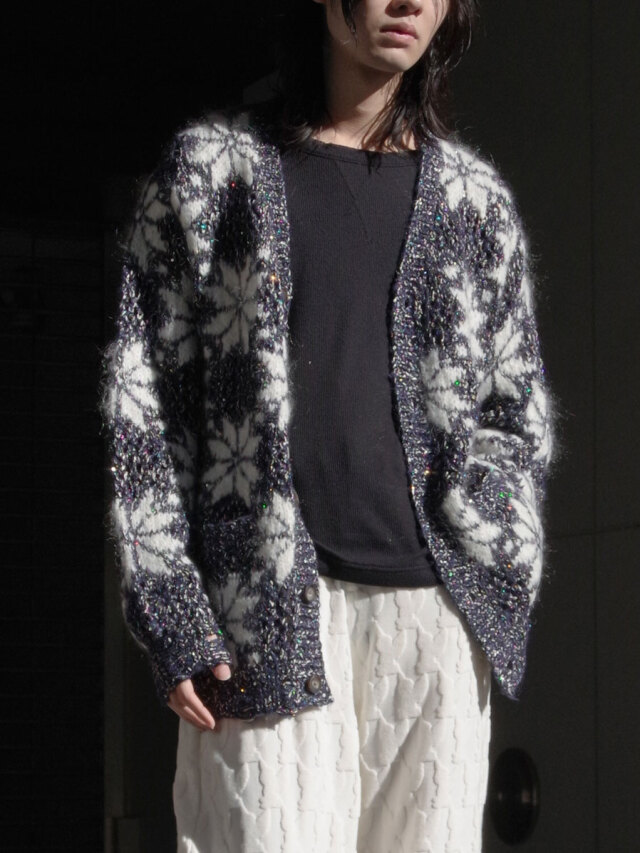 BED J.W. FORD "Snow Pattern Cardigan" - Navy