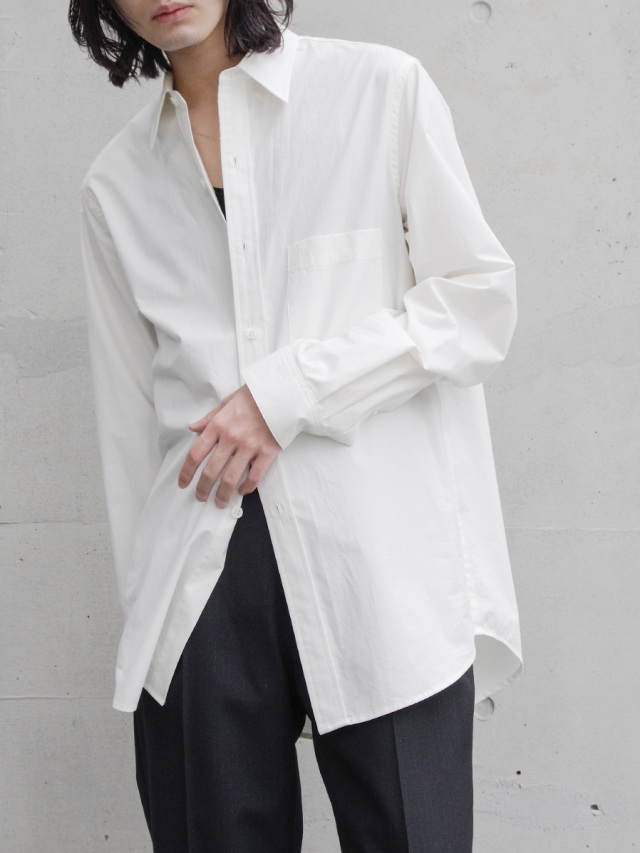 BED J.W. FORD コットンシルクブリーチシャツ　オープンカラー開襟 Cotton-Silk Bow Collar Shirts – White｜BED j.w. FORD