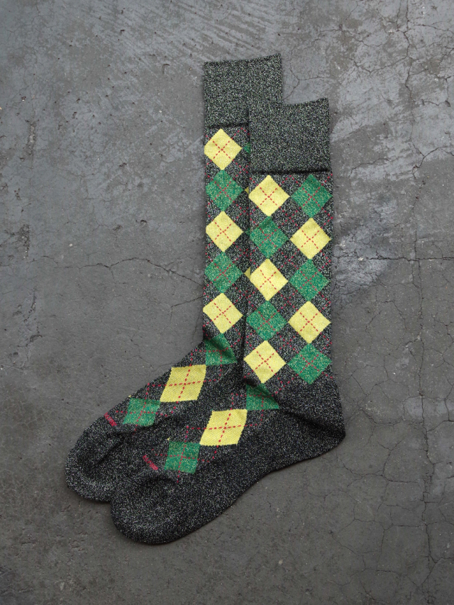 BED J.W. FORD "Argyle Glitter Long Socks" - YELLOW