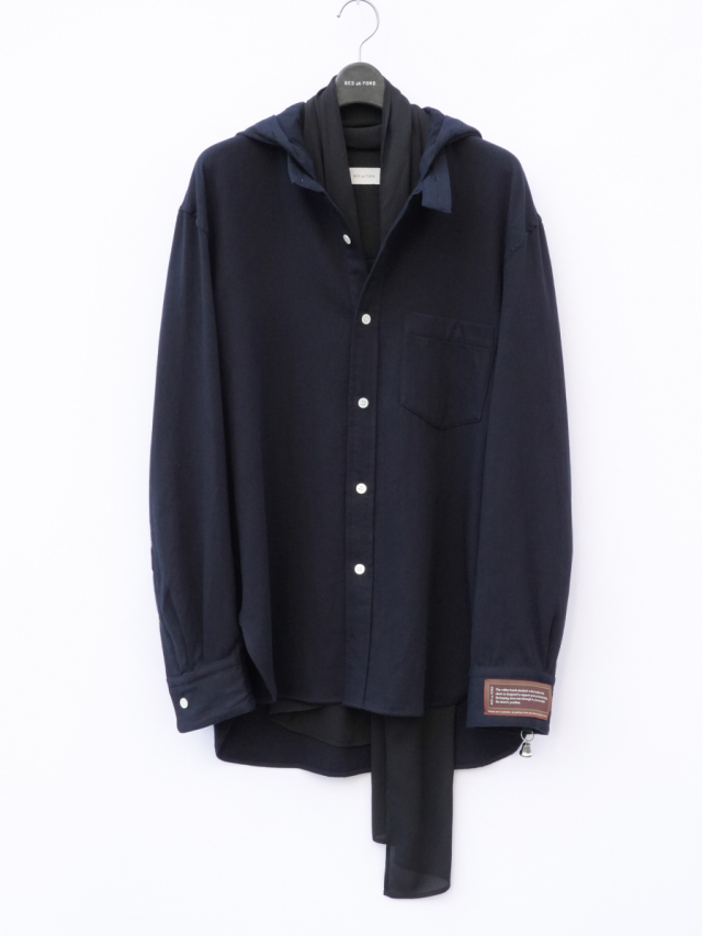 BED J.W. FORD "Two Hooded - Shirt" - NAVY