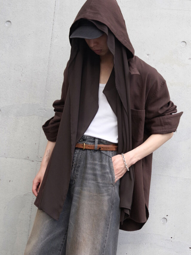 BED J.W. FORD "Two Hooded - Shirt" - BROWN