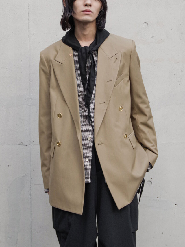 BED J.W. FORD "Cotton-Wool Double-Breasted Jacket" - BEIGE