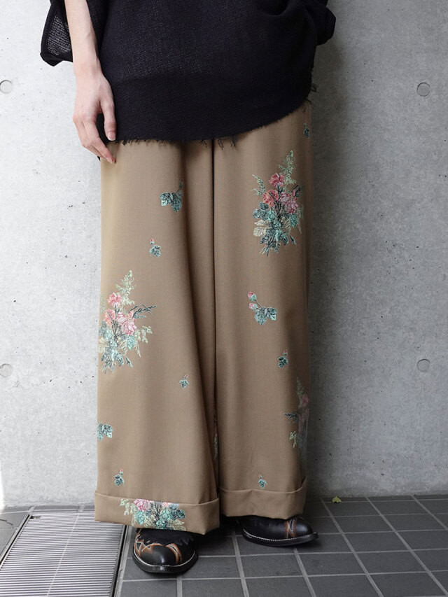 BED J.W. FORD "Flower Pattern Wide Trousers" - CAMEL