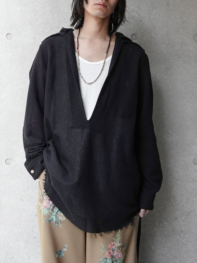 BED J.W. FORD "Hooded Pullover Shirts" - BLACK