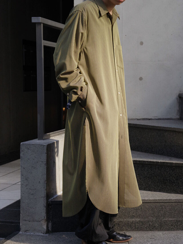 BED J.W. FORD "Striped Wool Long Shirts" - YELLOW