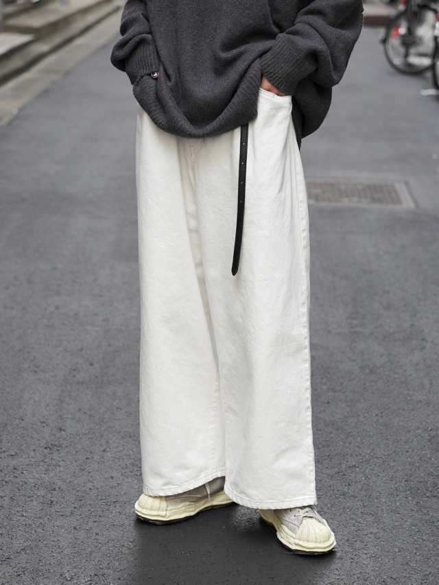 【SHELTER_exclusive】Edwina Horl // "HOSE ＜13oz DENIM＞ PANTS" - 風花(WHITE WASH)