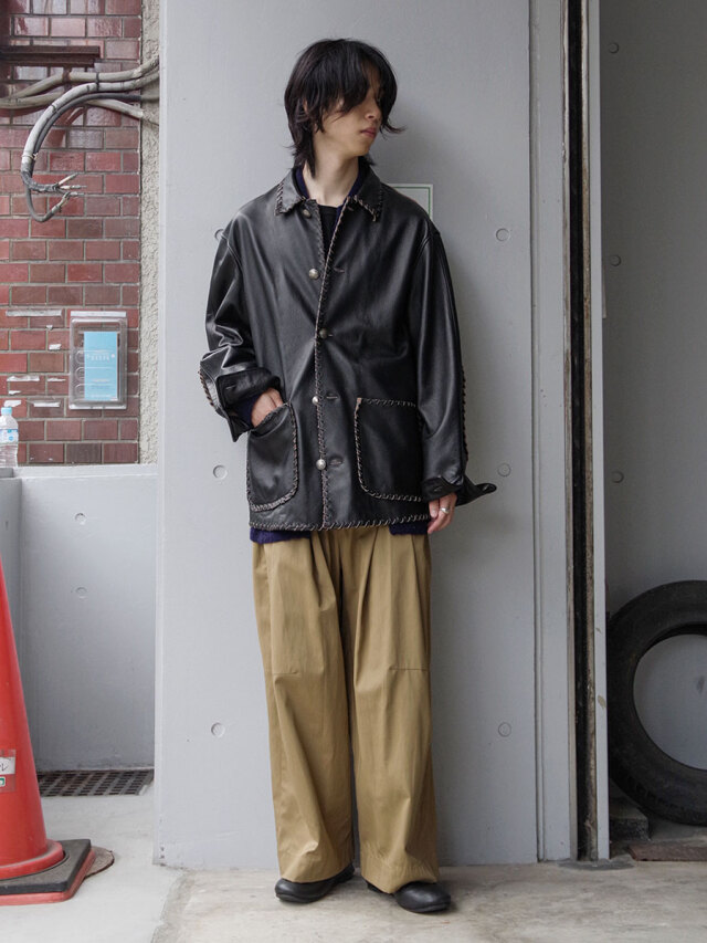 ジャケット・アウター BOWWOW leatherwovenchorecoat BOW WOW】 11/4(Sat) Release LEATHER WOVEN CHORE COAT