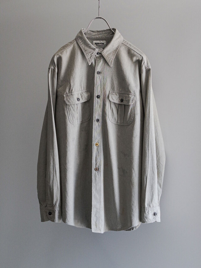 BOWWOW "REPAIRED WORN GRAY CHAMBRAY SHIRT"