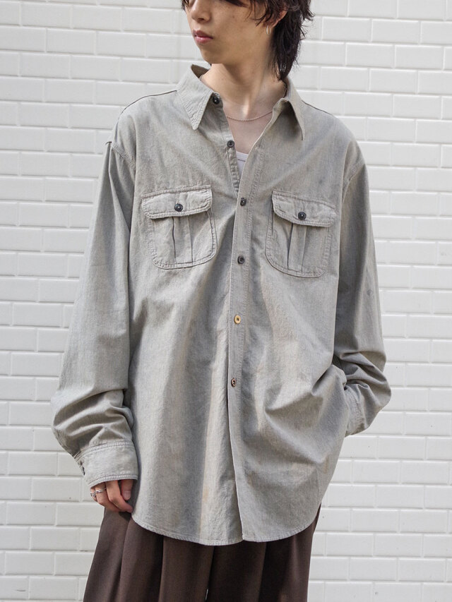 BOWWOW "REPAIRED WORN GRAY CHAMBRAY SHIRT"