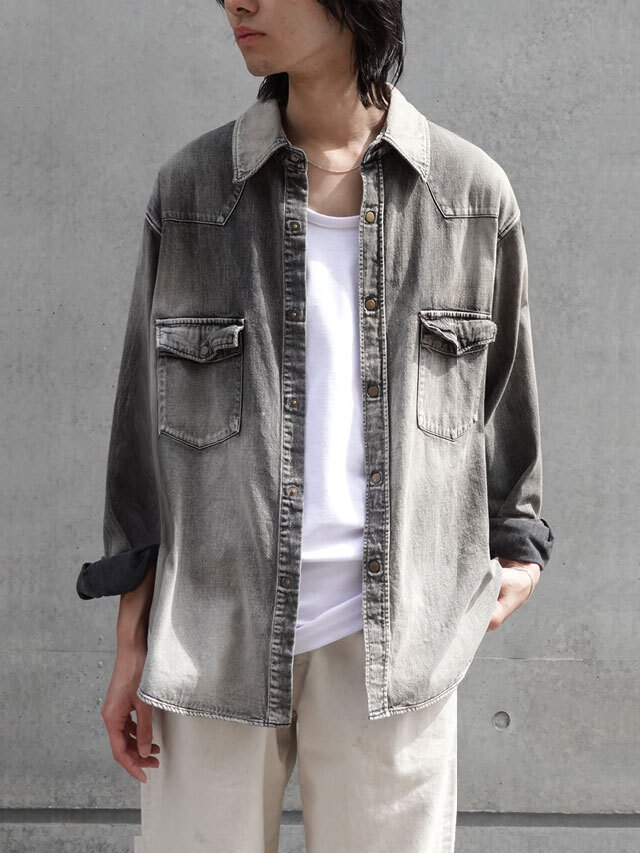 ANCELLM "DENIM WESTERN SHIRT" - BLACK