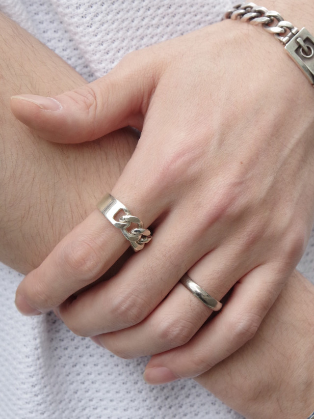 指輪・リング Chain ID Ring (S) #7407 CURB CHAIN ID RING(S) – Garden of eden jewelry