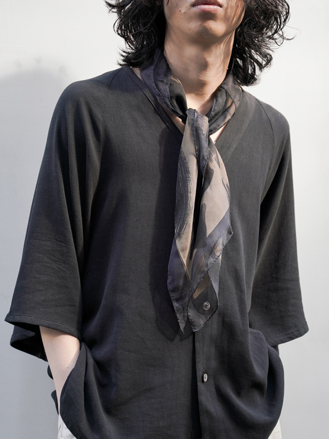 Sasquatchfabrix. "MOKUME STAMP SILK SCARF" - BROWN×BLACK