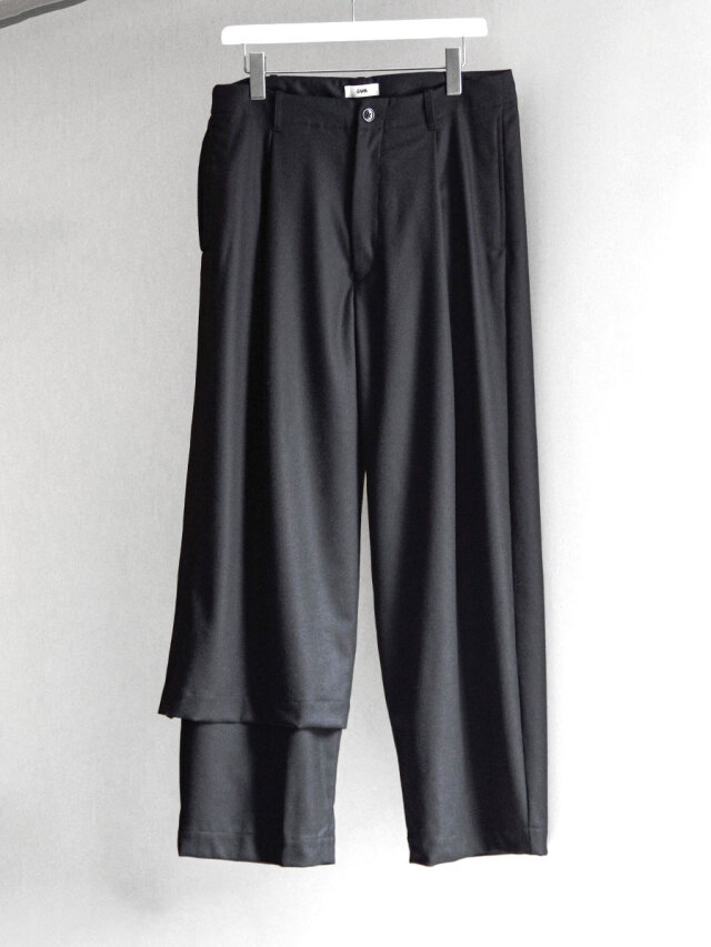 EMAM "Asymmetry Layered Wool Pants" - BLACK