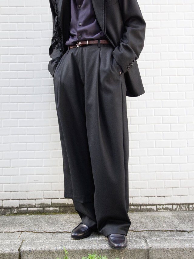 EMAM "Asymmetry Layered Wool Pants" - BLACK