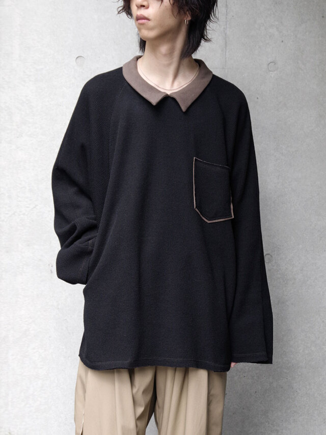 【EXCLUSIVE】EMAM × SHELTER "REGULAR COLLAR PULLOVER" - Black Mocha