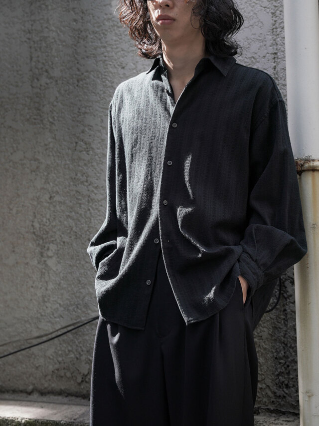 JUHA "GARMENTDYE LENO CLOTH L/S SHIRT" - BLACK