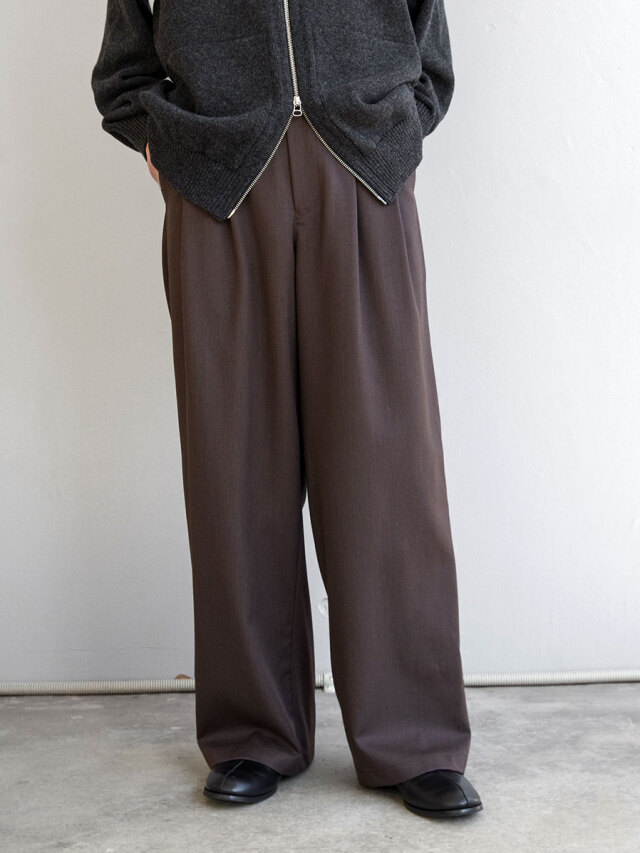 JUHA "2TUCK WIDE EASY PANTS" - BROWN