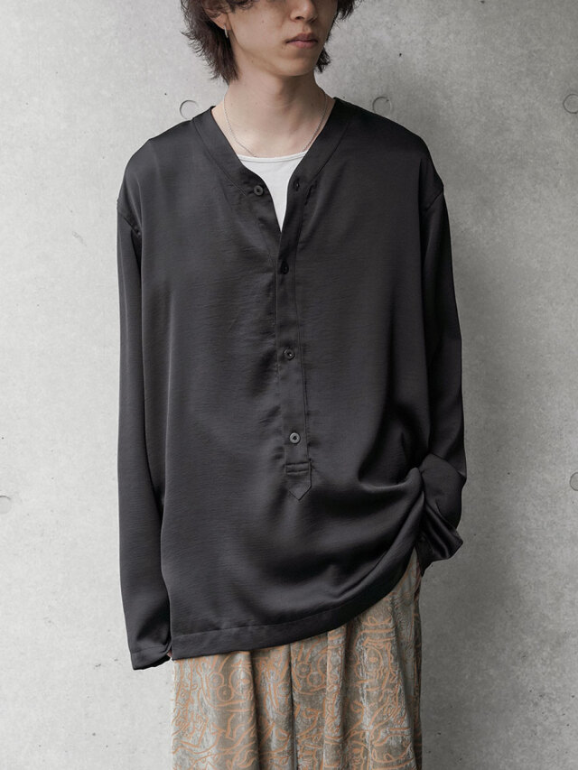 SHINYAKOZUKA "SLEEPING SHIRT AS CANVAS" - BLACK （SATIN）