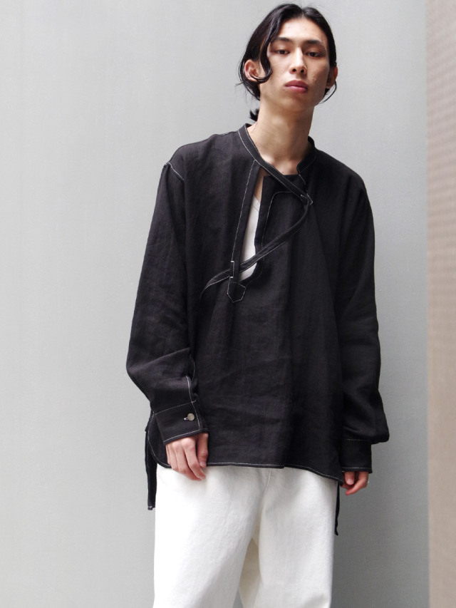 【2021SS】 LEH (レー)  "BAND TOP SHIRTS" ＜シャツ＞ - BLACK