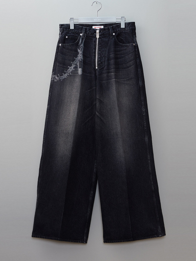 MASU ""MASU BOYS" BAGGY JEANS (FADED)" - BLACK