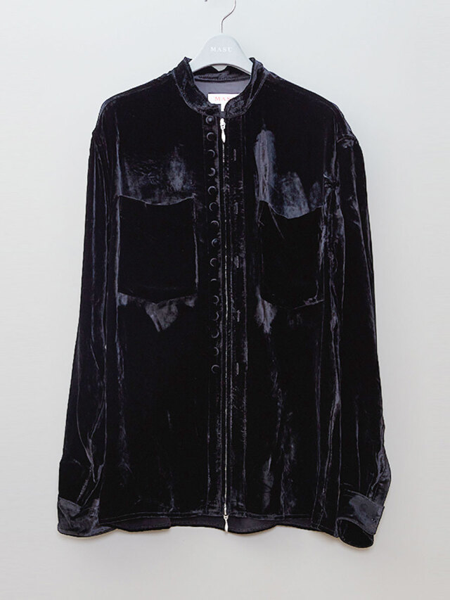 MASU "VELVET ZIP-UP SHIRT" - BLACK