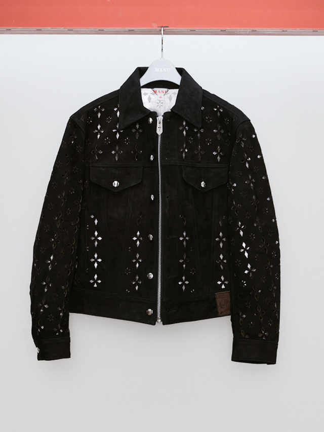 MASU "DIAMOND-CUT LEATHER JACKET" - BLACK