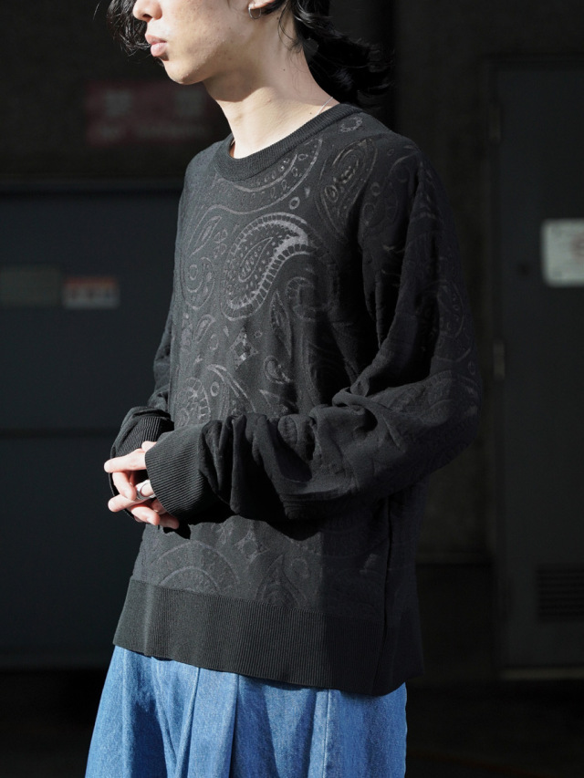 MASU "LACY BANDANA KNIT SWEATER" - BLACK
