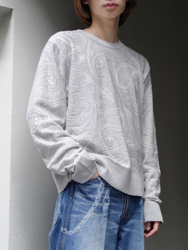 MASU "LACY BANDANA KNIT SWEATER" - GRAY