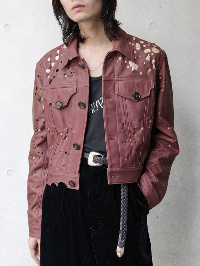 MASU "BACTERIA LEATHER TRUCKER JACKET"