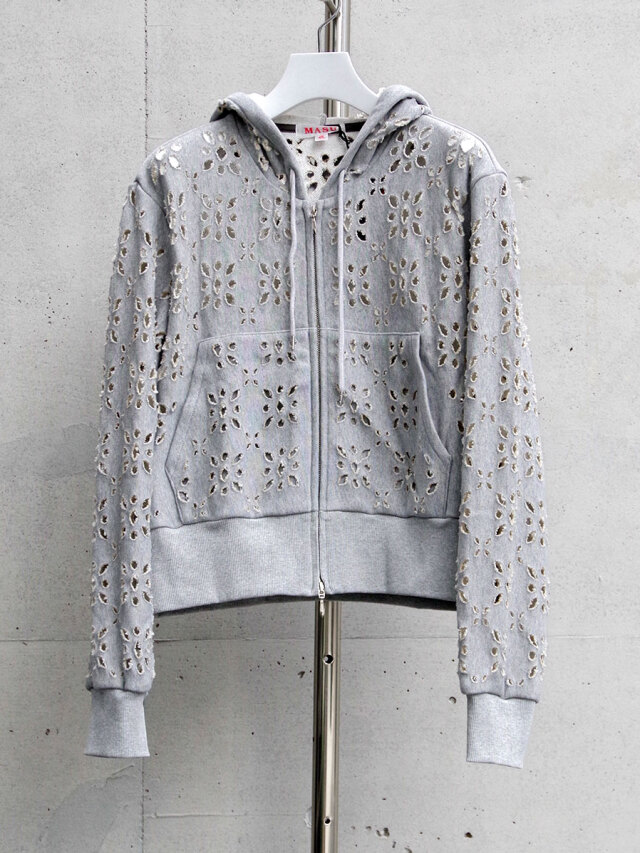 MASU "FLOWER HOLE ZIP-UP SWEAT PARKA" - GRAY