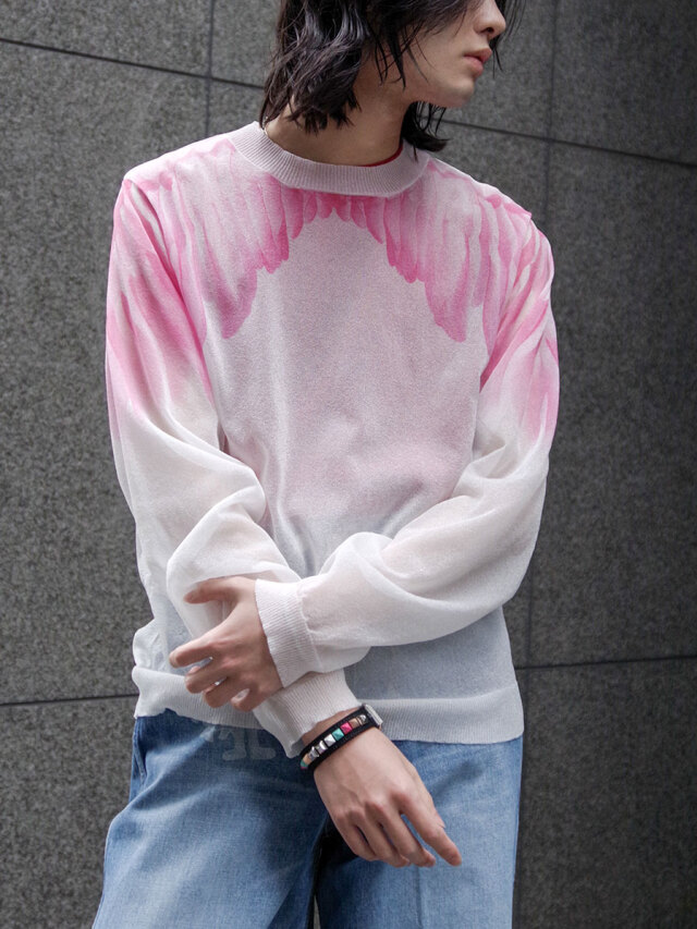 MASU "CLEAR ANGEL WING SWEATER" - CLEAR WHITE