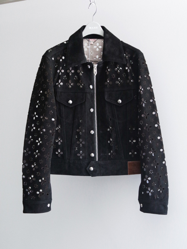 MASU "FLOWER HOLE LEATHER JACKET" - BLACK