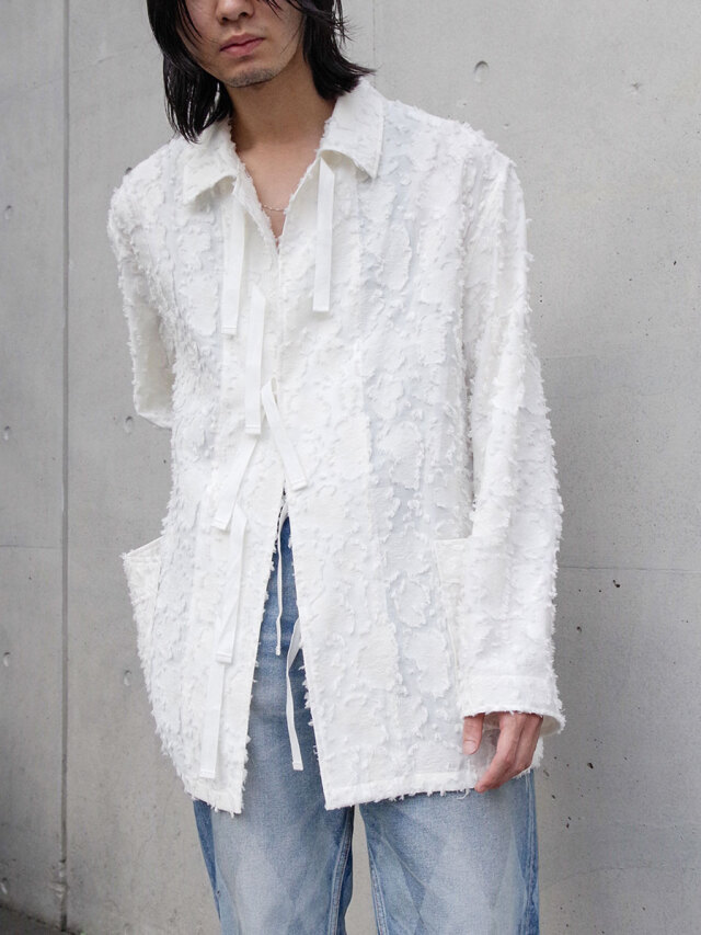 MASU "VICK CAMO RIBBON SHIRT" - WHITE