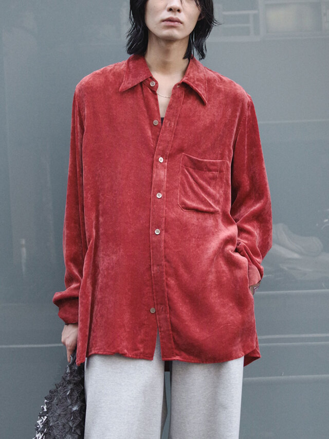 BED J.W. FORD "Holiday - Velvet Shirt" - RED