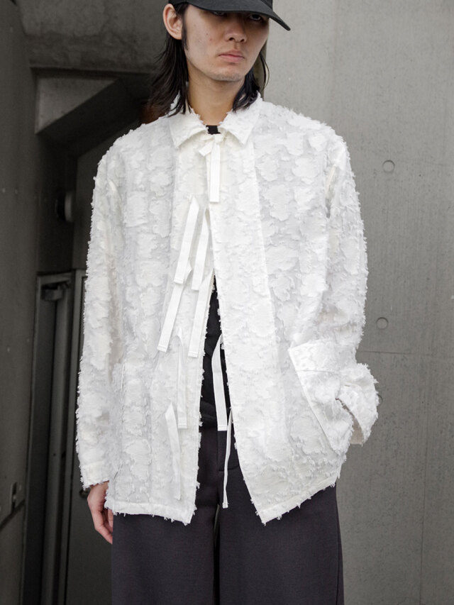 MASU "VICK CAMO RIBBON SHIRT" - WHITE