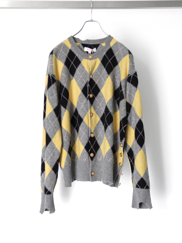 MASU "DIAMOND SCRAPED CARDIGAN" - LEMON