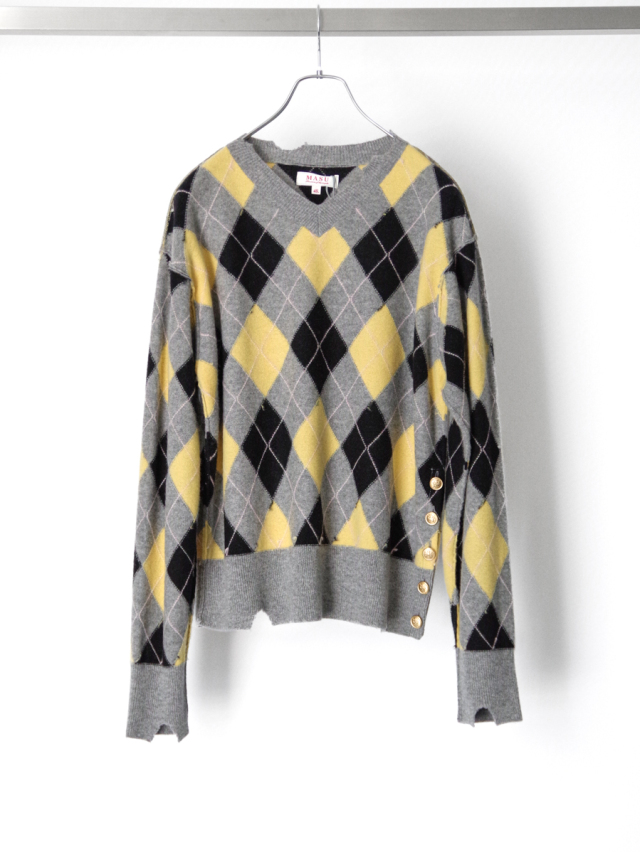 MASU "DIAMOND SCRAPED SWEATER" - LEMON