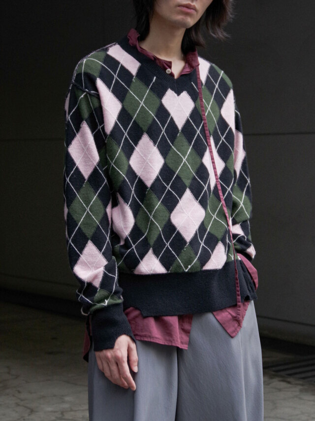 MASU "DIAMOND SCRAPED SWEATER" - PEACH