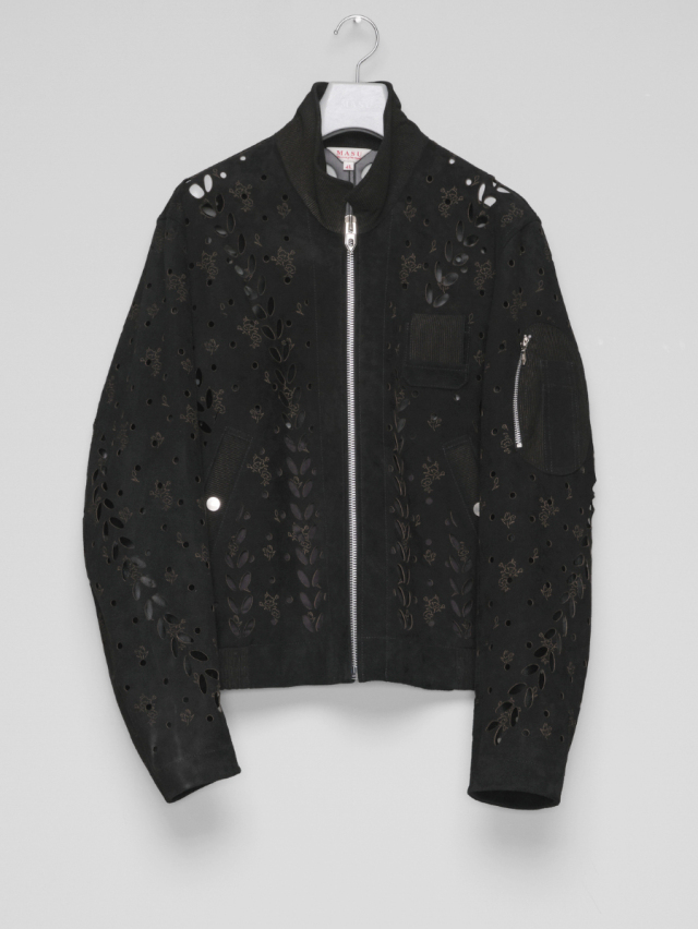 MASU "IVY HOLE LEATHER FLIGHT JACKET" - BLACK