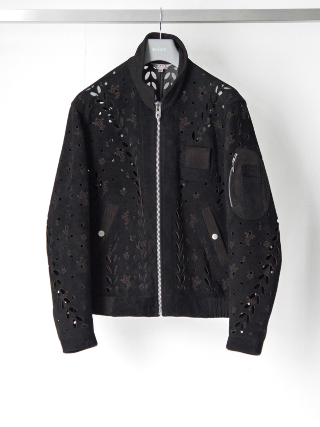 MASU "IVY HOLE LEATHER FLIGHT JACKET" - BLACK
