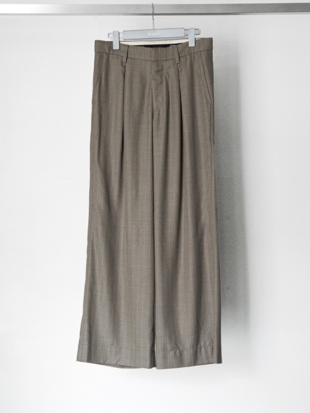 MASU "INVERTED PLEATS WIDE TROUSERS" - OLIVE GRAY