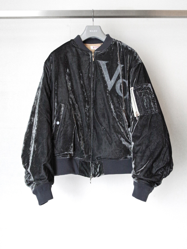 MASU "VC VELVET PUFFER BOMBER JACKET" - DUSTY BLACK