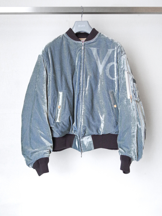 MASU "VC VELVET PUFFER BOMBER JACKET" - DUSTY BLUE