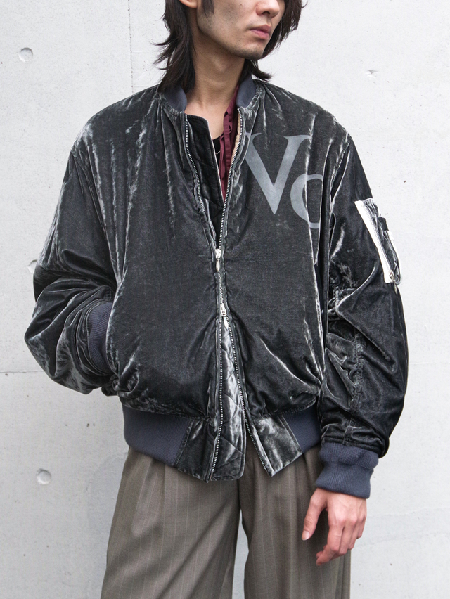 MASU "VC VELVET PUFFER BOMBER JACKET" - DUSTY BLACK
