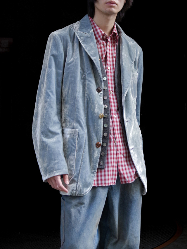 MASU "FARMER'S VELVET TAILORED JACKET" - DUSTY BLUE