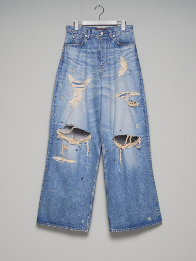 MASU "MB BAGGY JEANS ANGEL DAMAGE" - INDIGO