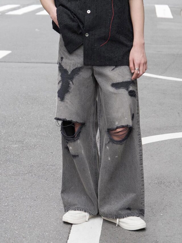 MASU "MB BAGGY JEANS ANGEL DAMAGE" - BLACK